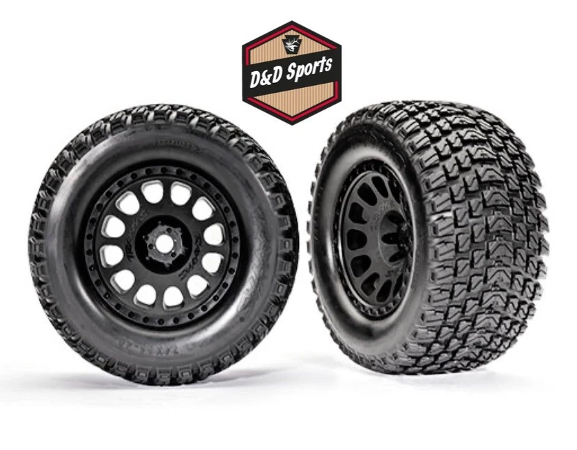 Traxxas 7872 - Tires & wheels, assembled, Race black wheels, Gravix tires, XRT - Image 1 of 1