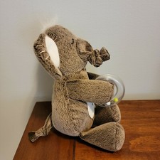 Manhattan Toy Baby Elephant Rattle Lovey Knot Chime Crinkle Ears Brown Plush T07