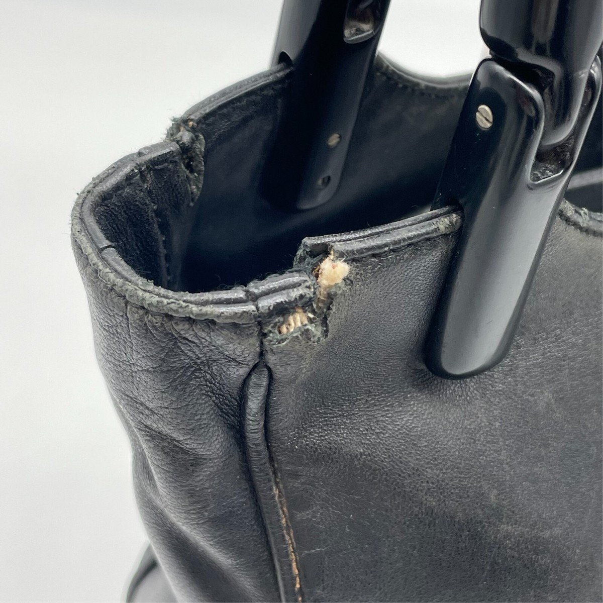 Prada Handbag Tote bag Black leather Y2K Archive 25