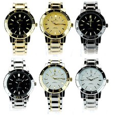 Mens Designer Fashion Luxury Plated Metal Dress Analog Round Wrist Watch