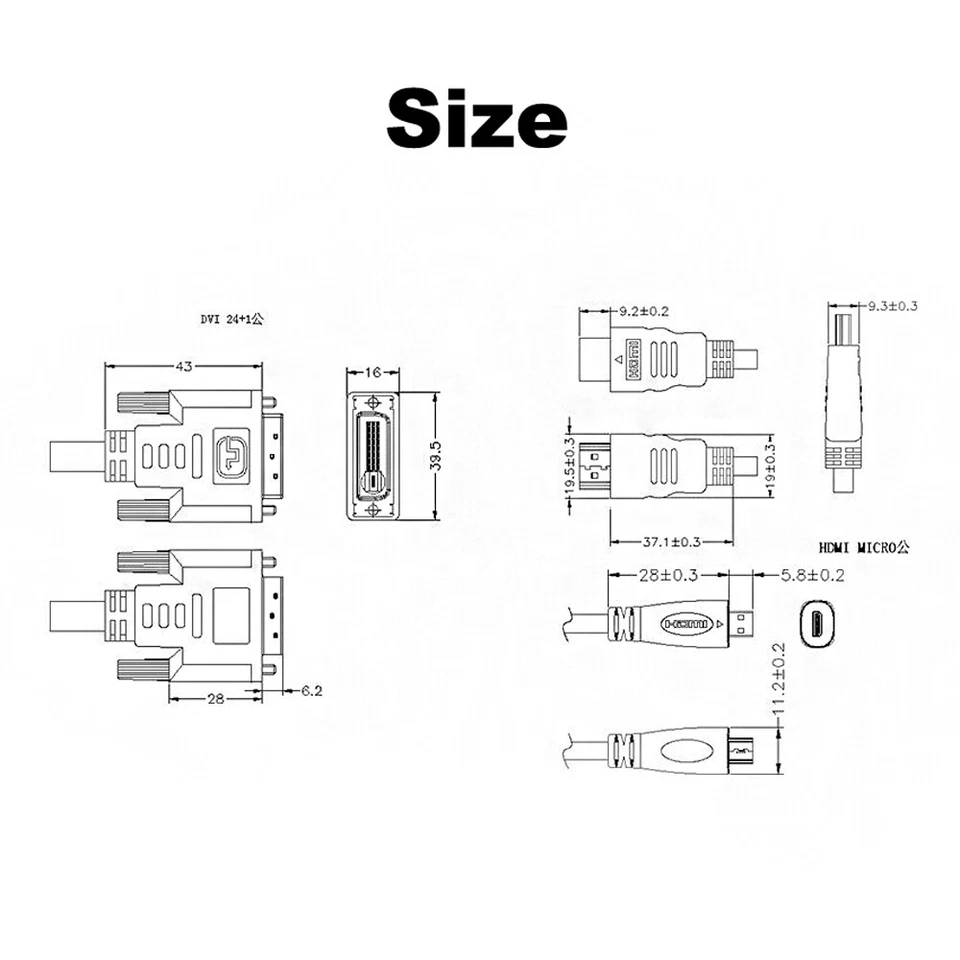 Cable Micro HDMI a DVI PC a Monitor DVI PC Portátil a TV Adaptador Convertidor Cable Foto 2 de 4