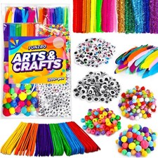 FUNZBO 1200pcs Arts and Crafts Supplies for Kids - Craft Kits with Pipe Clea...