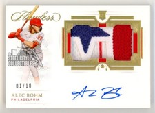 Alec Bohm 2021 Panini Flawless Autograph Rookie Patch Card #RAH-AB 01/10