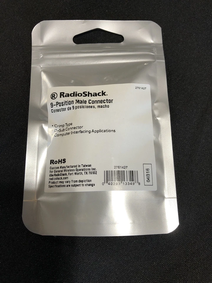 RadioShack 9 Pin · Male Crimp-Type D-Sub Connector No. 276-1427 - Image 2 of 2