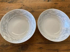 NEW Set of 2 Somerset NL Excel Cereal Bowls Silver Blue Pink Flowers & Bows