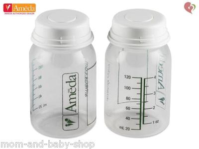 AMEDA BREAST MILK COLLECTION STORAGE BOTTLE W/ LIDS COLLAR DISK OZ/ 120  ML