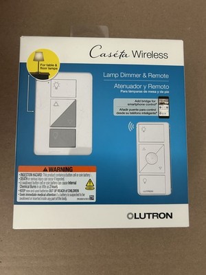 Lutron Caseta P-PKG1P-WH-R Wireless Smart Lighting Lamp Dimmer and Remote Kit