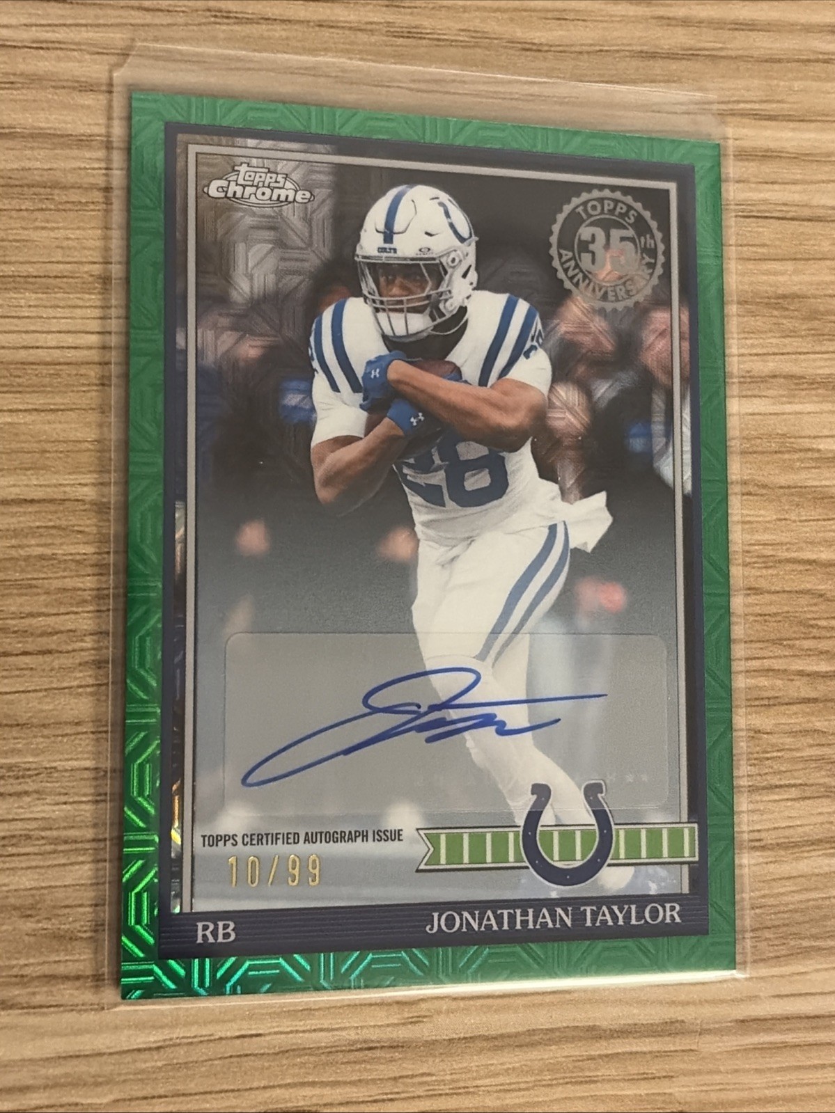 Topps Chrome 2020 Jonathan Taylor Colts 35th Anniv Green Auto /99 #91TC-49
