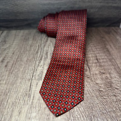 VTG Brooks Brothers Makers Silk Tie Red Geometric England Herritage Necktie