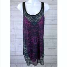 Cabi 559 Heart of Love Tank Top Women's Size Medium Black Faux Lace Overlay