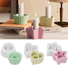 3Pcs Silicone Candle Holder Molds, Heart round Star Shaped Resin Casting Molds f