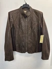 NEW Reba Women's XL Faux Leather Jacket Studded Brown Western Full Zip Lined
