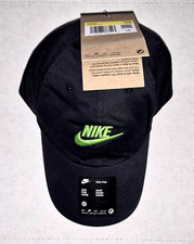 NEW NIKE CLUB FUTURA CAP SIZE S/M BLACK W/VOLT GREEN UNSTRUCTURED HAT FB5368-014