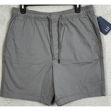 NEW GAP Shorts Mens Medium Grey Pull On Elastic Waist Drawstring Stretch Casual