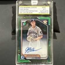 Jake Bloss 2024 Bowman Chrome 1st Green Lava Refractor AUTO 26/99 Astros OCG 8.7