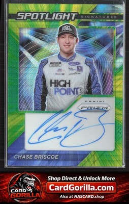2021 Prizm Chase Briscoe Spotlight Signatures Hyper Prizm Green Yellow #/50