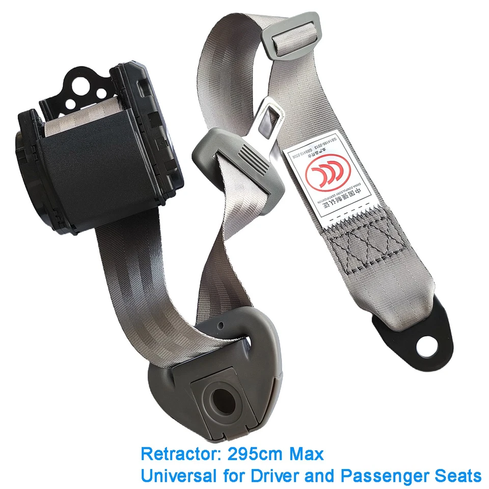 For Ford Car 3Point Seat Retractable Universal Sash Lap Belt Grey +Sensor Plug - image 2 of 4