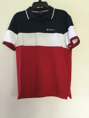 Ben Sherman Patriotic Polo Shirt Knit Stretch Sz M Blue/White/Red American NWOT