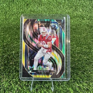 Drake Maye 2024 Panini Select Rookie RC #113 Green Yellow Prizm Shock Patriots