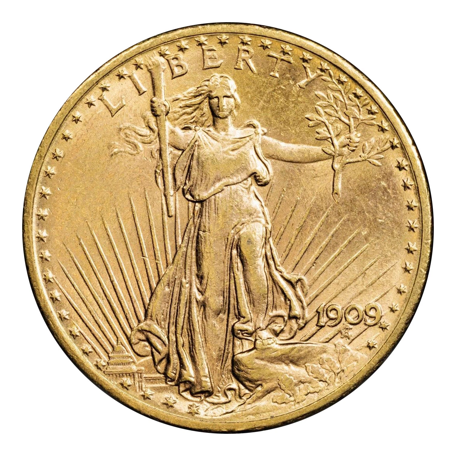 1909/8 $20 Gold Saint Gaudens Double Eagle PCGS MS-62