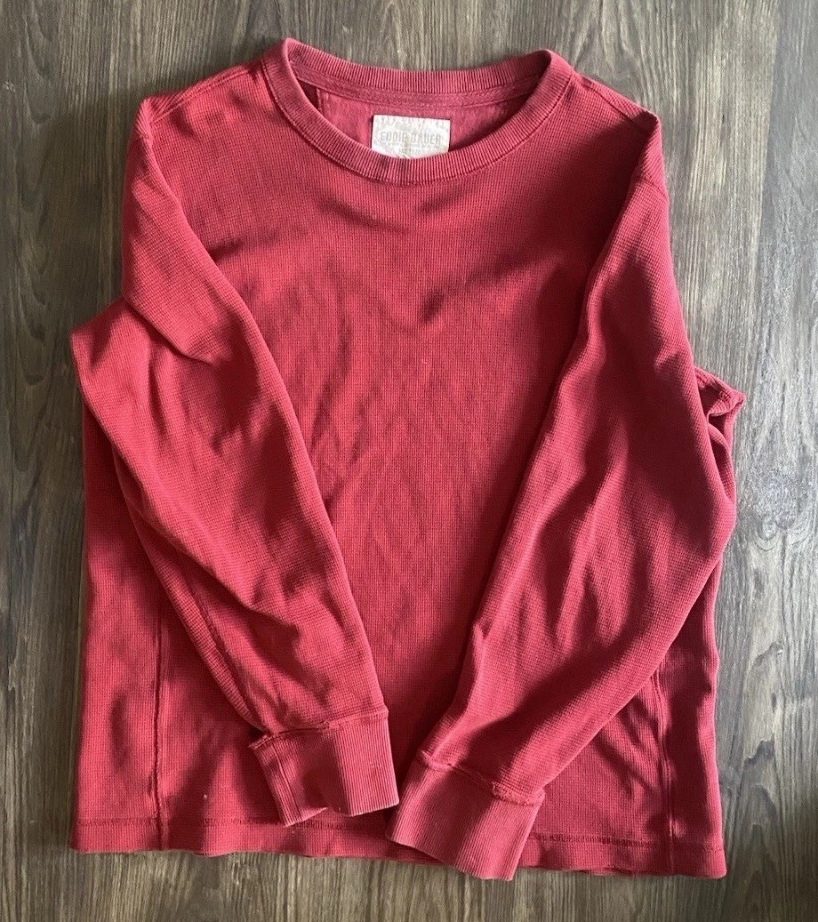Vintage 1990s Eddie Bauer Red Knit Crew Neck Pullover Sweatshirt Men’s TL