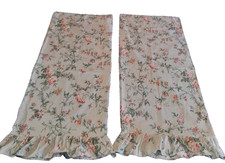Ralph Lauren Toulouse King Sz Pillowcase Pair Floral Ruffle Green Pink Vine Leaf