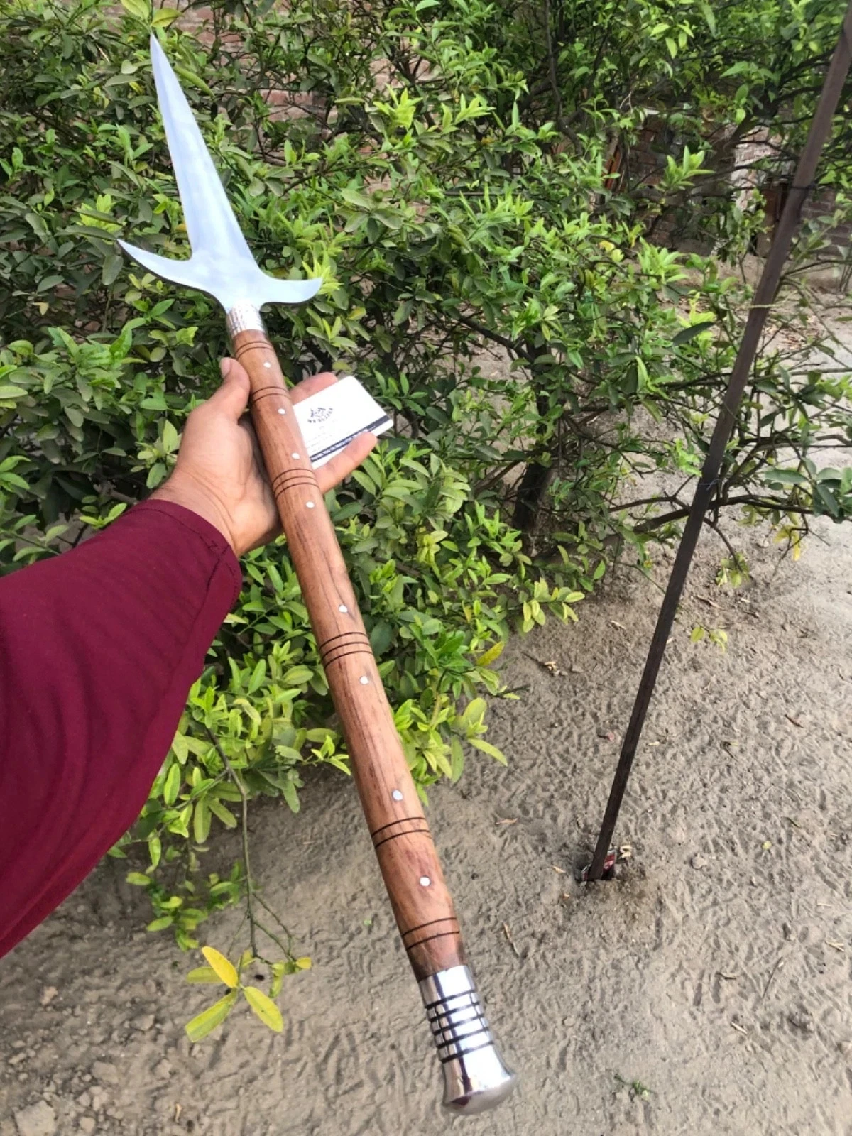 Custom Handmade Viking Spear-Full Tang High Carbon Steel Camping & Hunting Sword