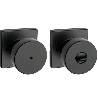 #ad Kwikset Pismo Matte Black Bed Bath Square Door Knob $21.87