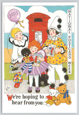 SIGNED National Postcard Week 2003 NPW Rosalind Wicks Red Pillar Mailbox