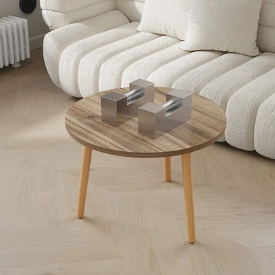 JJF Oak Round MDF Top Board Coffee Table Wooden Legs Small Tea Table Living Room