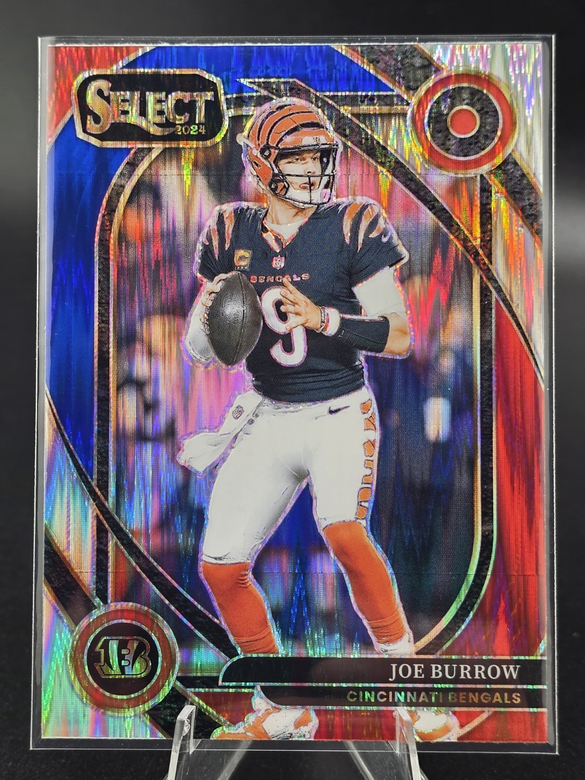2024 Select Joe Burrow Club Red and Blue Prizm Shock #230 Bengals