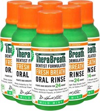 TheraBreath Fresh Breath Dentist Formulated Oral Rinse Mild Mint 3 Fl Oz- 6 Pack