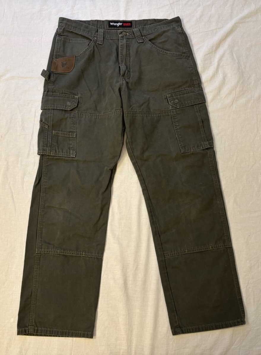 Wrangler Riggs Pants Mens 34x31 Ranger Relaxed Fit Ripstop Cargo Workwear Green