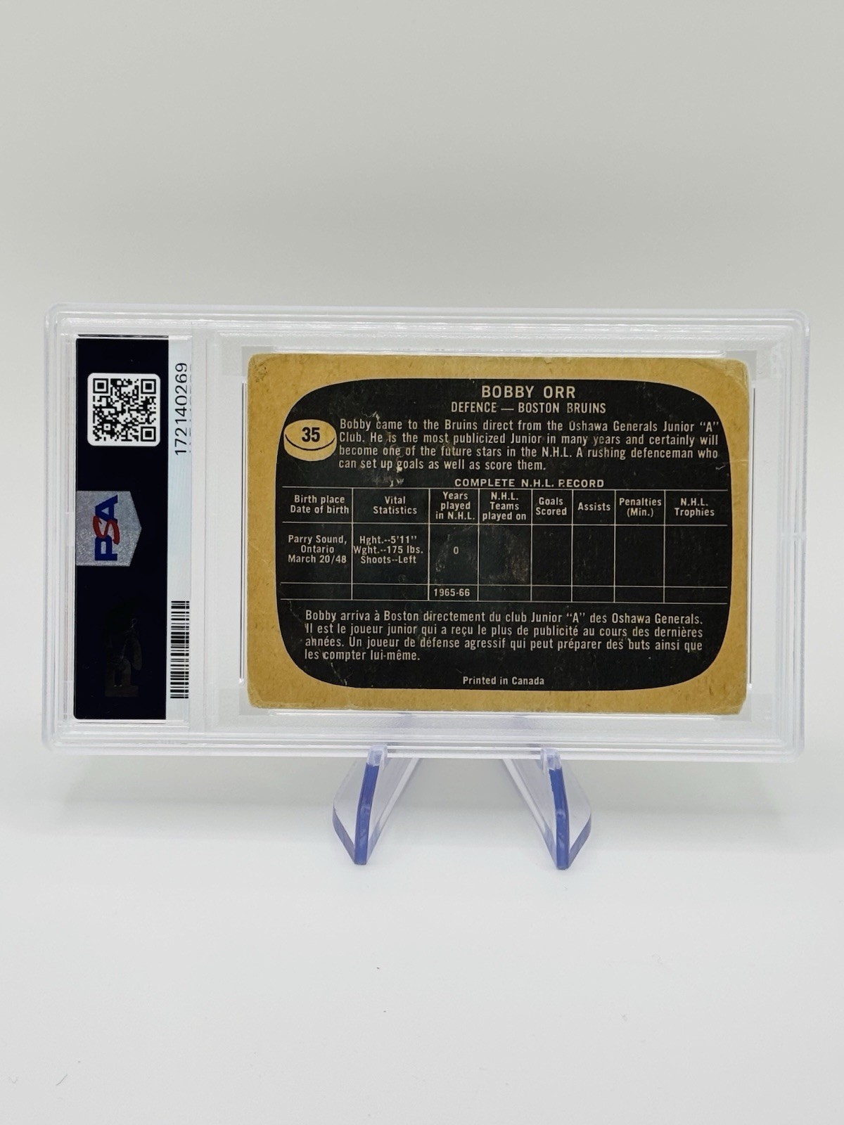 1966 Topps Hockey Bobby Orr Auto PSA AUTHENTIC Rookie RC #33 view 2