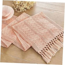  Boho Table Runner for Tassel Home Decor 108 Inches Long, 12 x 108 Inches Pink