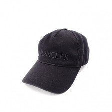 MONCLER Baseball Cap Black Canvas Hat Women's Adjustable Size 60-64cm