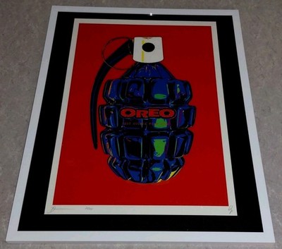DEATH NYC ltd ed signed graffiti FRAMED art print 45x32cm Oreo Hand Grenade