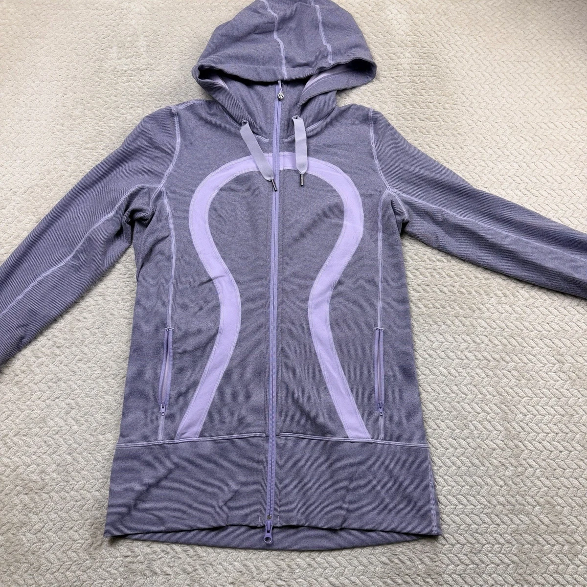 ルルレモン ジップアップジャケット 紫 S Lululemon Purple Striped Activewear Jackets for Women | Updated