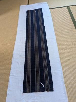 Textil Handgewebt Indigo Baumwolle Gestreift Stoff Vintage Handarbeit Klassisch