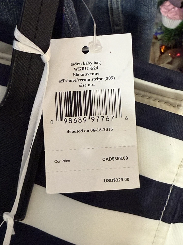 Bolso de bebé Kate Spade New York Taden rayas azul marino y blanco nuevo con etiquetas. Gran regalo Foto 4 de 4