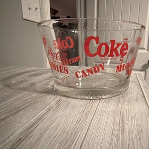 Coca-Cola Clear Glass Snack Bowl with Red Logo and Soda Theme