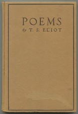 T S ELIOT / Poems 1st Edition 1920