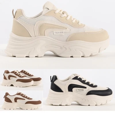 TRAINERS Plateau-Sneaker Damen & Mädchen Keilabsatz Größe 2 bis 8 UK – DAMENMODE