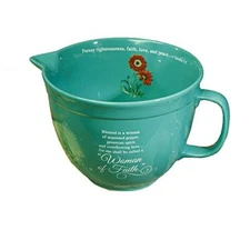 Abbey Gift Woman of Faith Ceramic Mixing Bowl,Blue,9.5 x 5.75 x 7.5" Blue 
