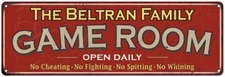 The Beltran Family Personalized Red Game Room Metal Sign 106180038814
