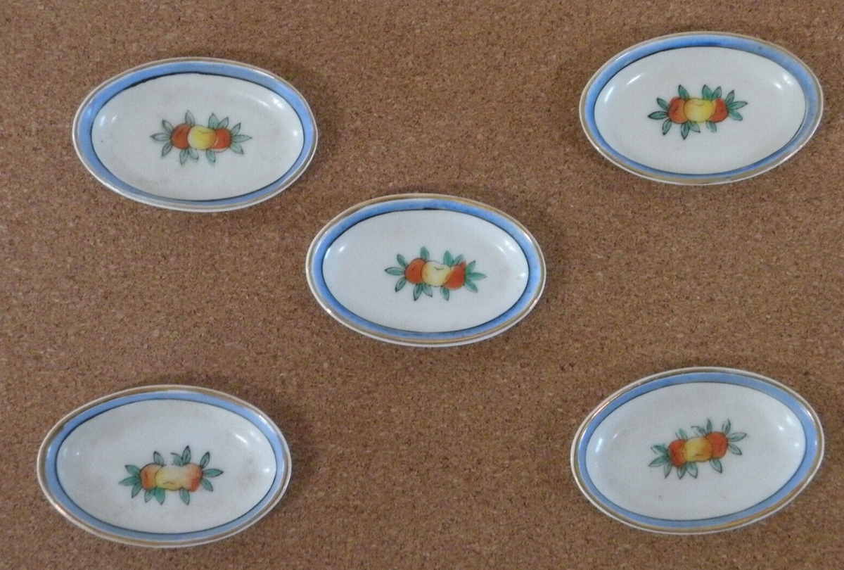 Noritake Vintage Hand Painted Fruit Open Salt Cellars Set of 5