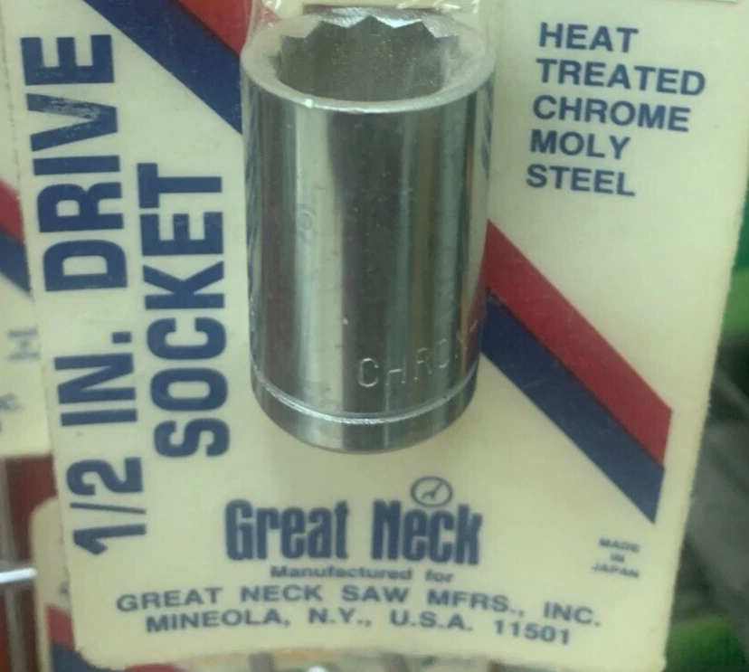 Vintage Great Neck 11/16" 1/2" Drive Socket 12 PTS SK35 Chrome Moly Steel NOS - Image 3 of 4