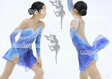 Ice Figure Skating Dress/Dance/Baton Twirling costume Custome blue dyeing