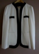 Women White Blazer Business Jacket Formal Suit Cardigan Size L