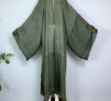 Green Maxi Dress Bali Dress  Soft Cardigan Loose Dress  Boho Abaya Beach Robe